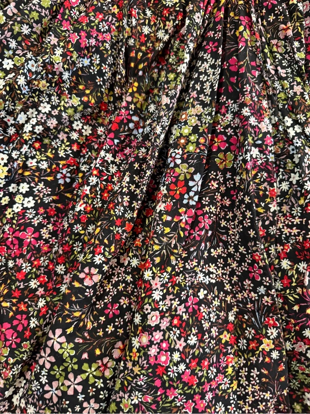 GAP Black Floral Long-Sleeve Girls' Dress with Pink and Yellow Accents